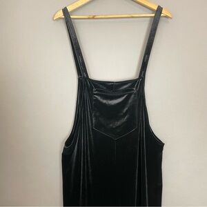 Slouchy Velour Overalls Women Stretch Velvet Black Jumpsuit Oversize XS Wide Leg